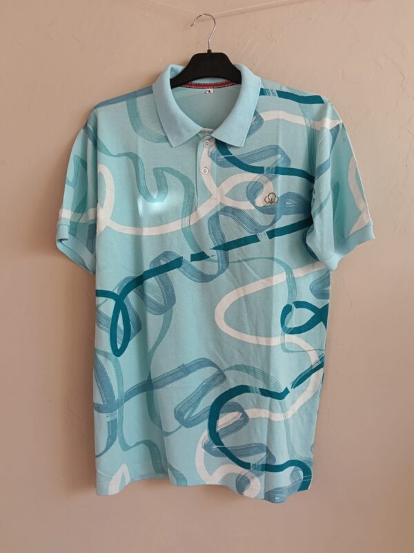 Printed AOP and striped collar T-shirt